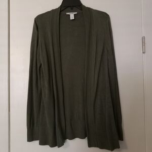 White House Black Market Olive Green Open Cardigan EUC Medium